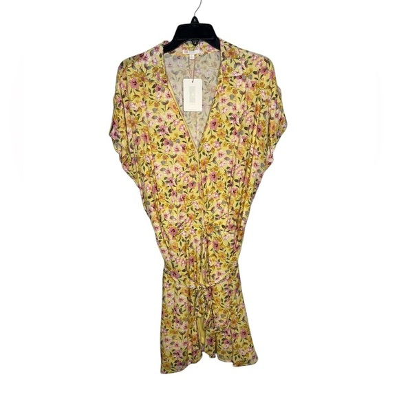 NWT Gianni Bini Floral Print Yellow Gorgeous Wrap Dress Ruffled Sleeves Large - Picture 1 of 10